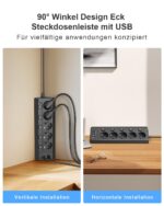 Vipwell Ecksteckdose 9in1 mit 5 Steckdosen & 4 USB (2x USB-C) – 3680W Steckdosenleiste mit Kindersicherung – Bild 4