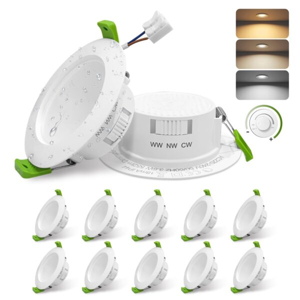GY LED Einbaustrahler 3.5W 230V dimmbar – TÜV zertifiziert, IP44, 3CCT, 12er Set