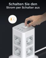 TESSAN 11 in 1 Steckdosenleiste mit USB-C & 2M Kabel – Überspannungsschutz 3600W – Bild 7