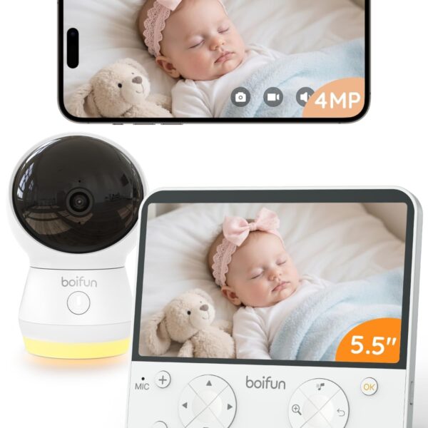 BOIFUN 2.5K WLAN-Babyphone mit 5,5-Zoll-Monitor – KI-Erkennung & 360° Kamera für sicheren Babyschlaf
