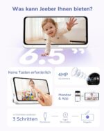 jeeber Babyphone 6.5" Touchscreen mit 4MP Kamera, 5X Zoom & App – Videoueberwachung – Bild 2