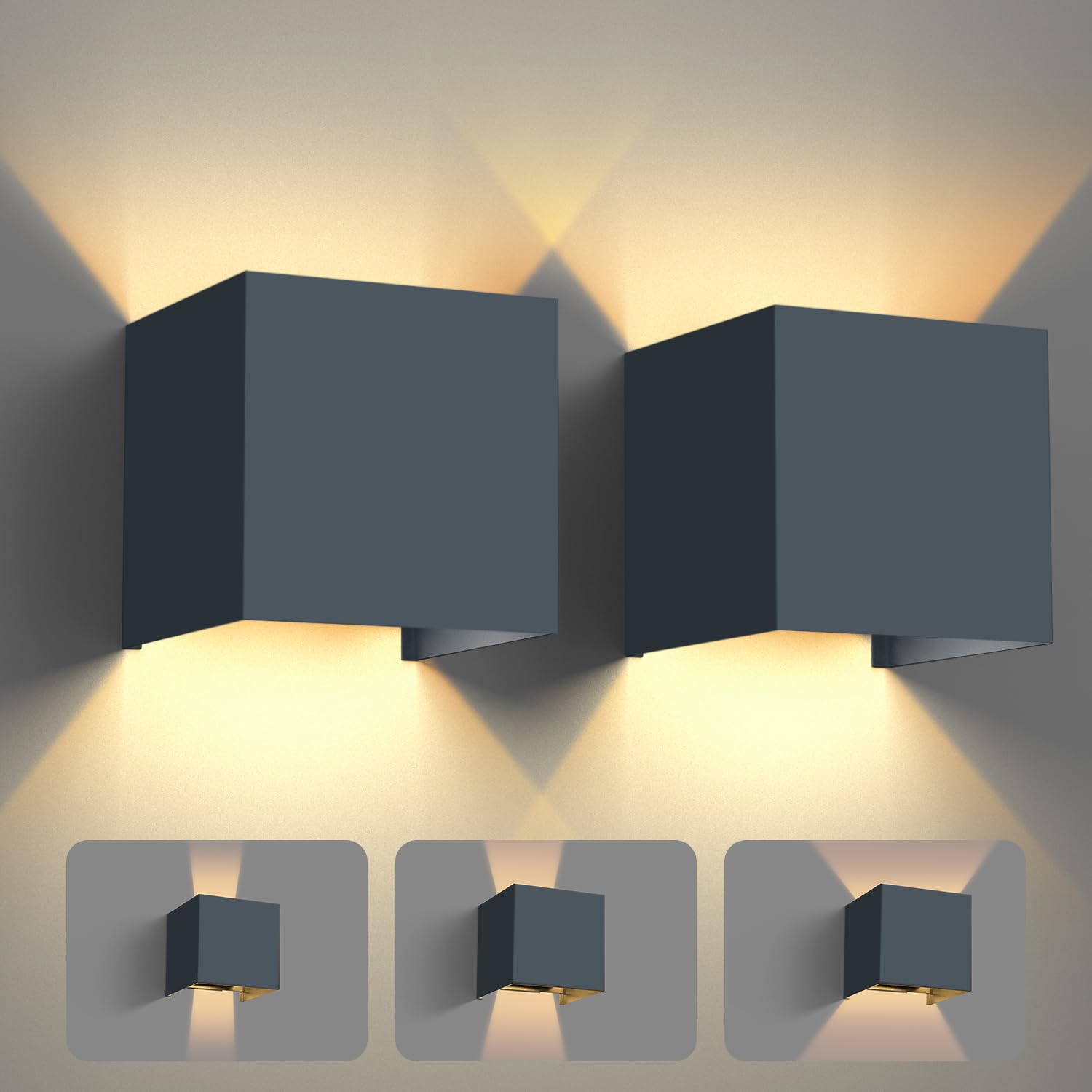 vatato 2er Set LED Wandleuchte 12W – Aluminium Wandlampe mit verstellbarem Lichtstrahl für Innen & Aussen