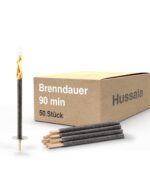 Hussala Diamond Wachsfackeln 50er Set – bis 90 Min Brenndauer mit Holzstab & Tropfschutz