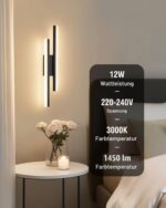 Oraymin LED Wandleuchte 12W, 40cm – Modernes Liniendesign mit 3000K Warmweiss für Schlafzimmer & Wohnzimmer – Bild 2