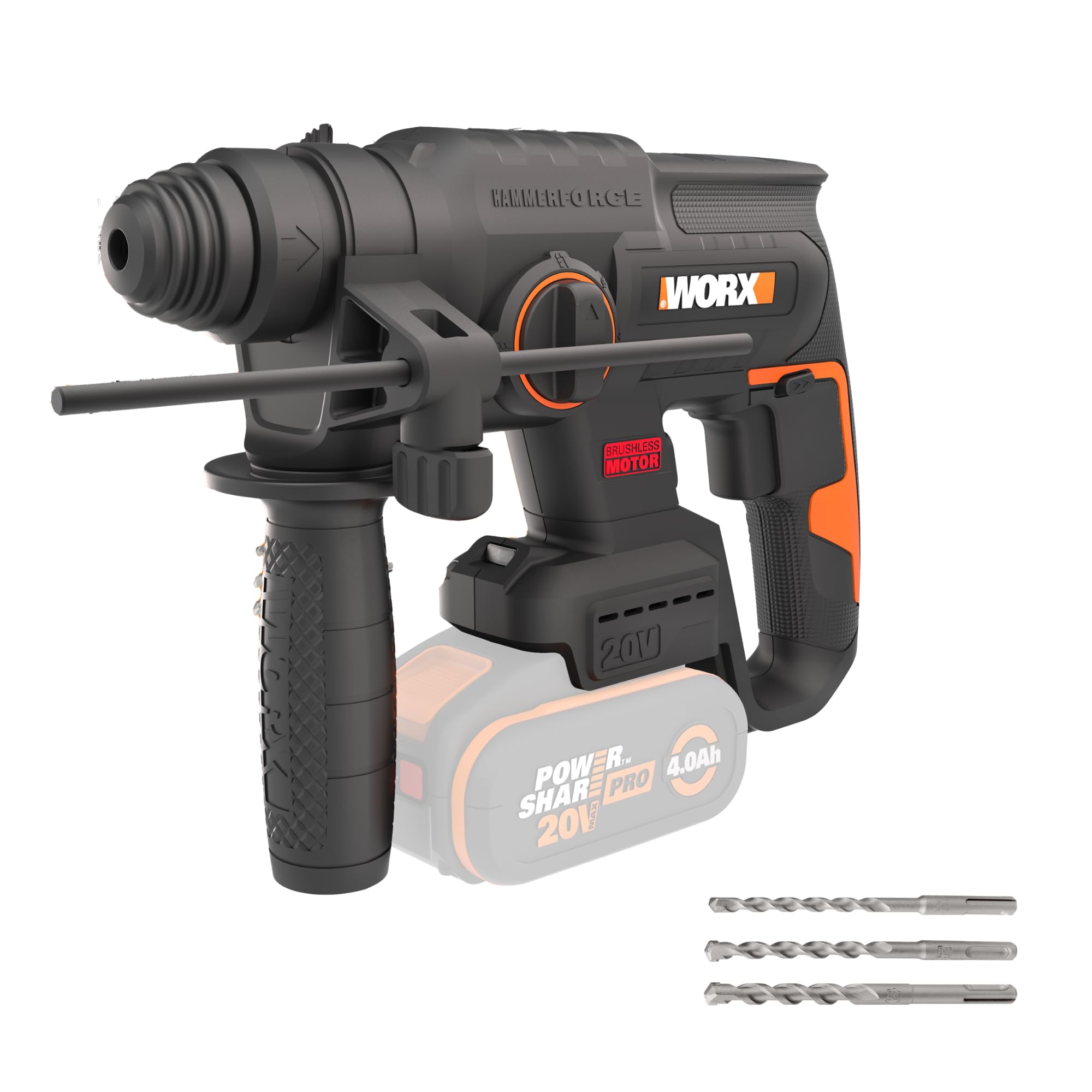 WORX WX381.9 Akku Bohrhammer 20V Brushless – 3-in-1 Bohren, Hammerbohren & Meisseln