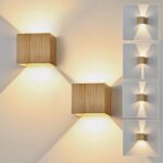 Doughelec LED Wandleuchte Holz 6W Warmweiß 3000K – Vintage Flurlampe mit einstellbarem Abstrahlwinkel, 2er-Set