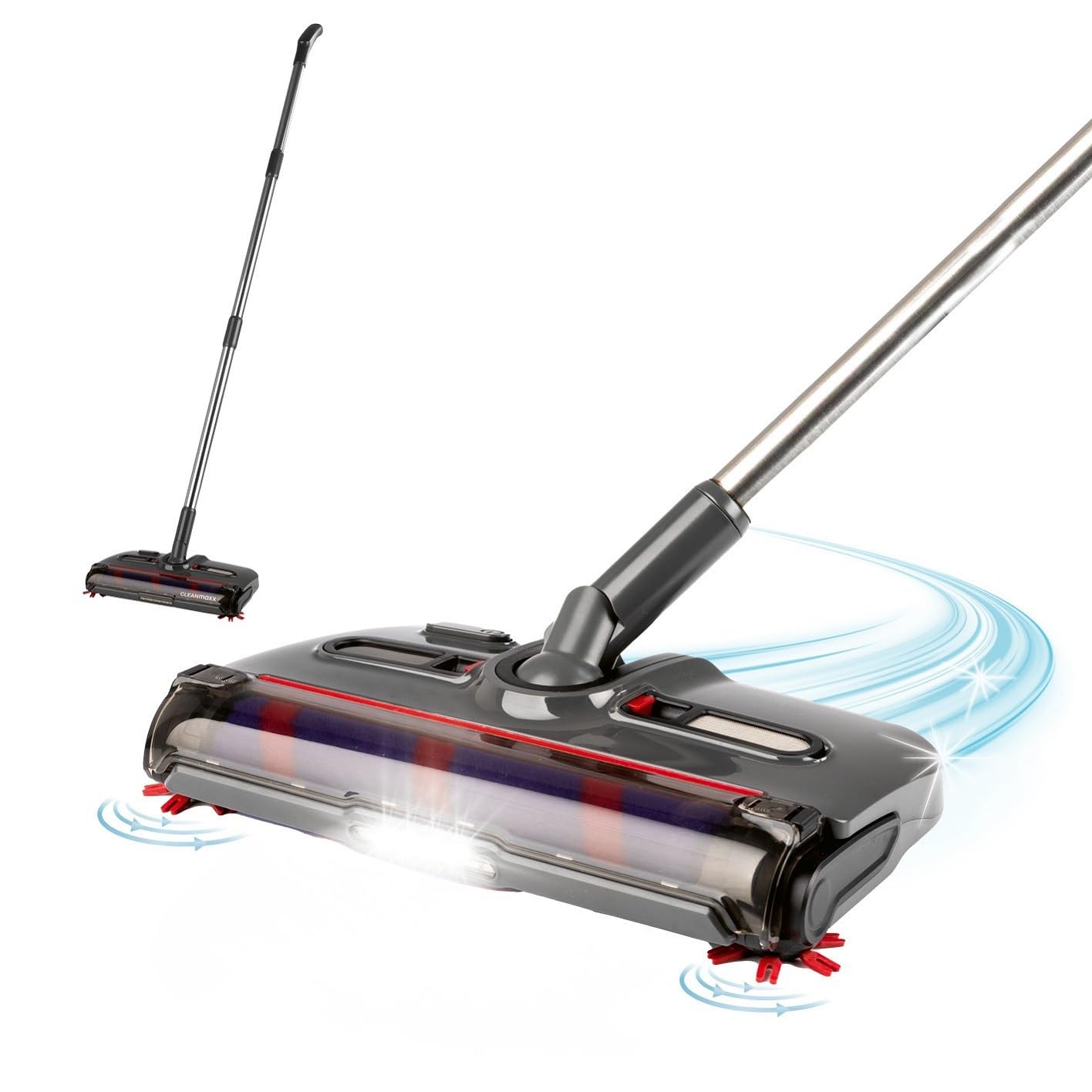 CLEANmaxx Akkubesen kabellos – 1.200 U/min mit Anti-Haar-System & LED für Teppich
