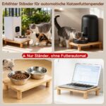 SZEE Erhöhter Futterautomat-Ständer aus Massivholz – Ergonomischer Katzenfutter-Stand 34,3×20 cm – Bild 5