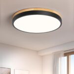 Vikaey LED-Deckenleuchte Schwarz Ø30 cm, 24W, 4000K – Moderne Holz-Metall-Lampe