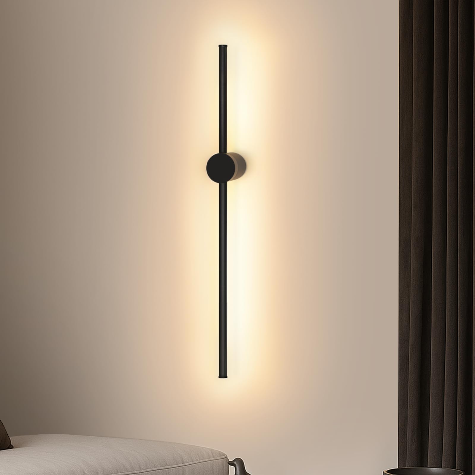 ZMH LED Wandlampe 60cm Schwarz – 3000K Warmweiss Up-Down Flurlampe für Innen