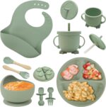 NEXROLA Baby Geschirrset 8-teilig mit Saugnäpfen – BPA-frei Kindergeschirr für selbstständiges Essen