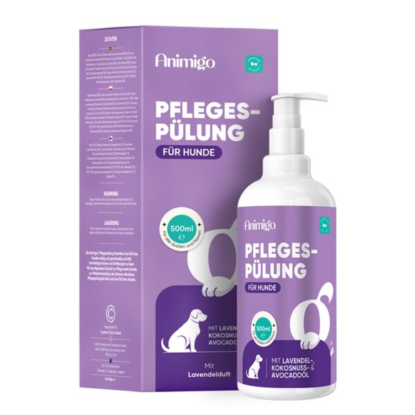 Animigo Pflege-Conditioner für Hunde 500 ml – Nährender Fellbalsam mit Lavendel-, Kokos- & Avocadoöl