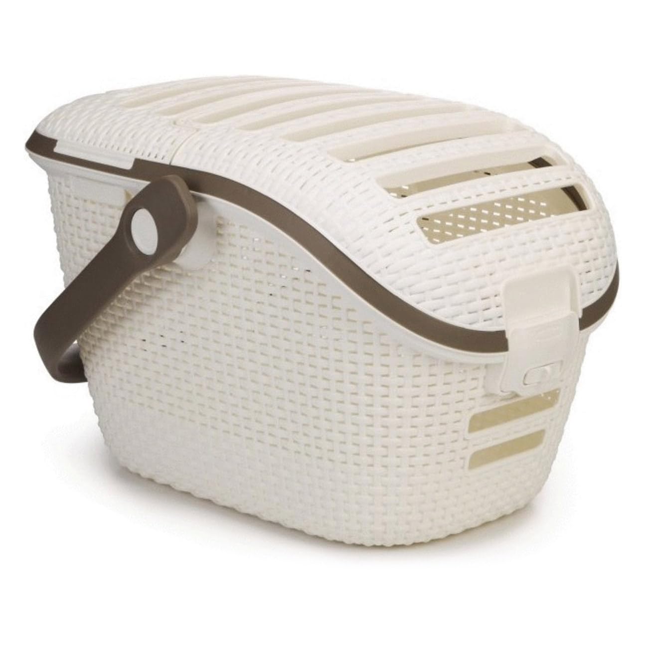 Curver Pet Transportbox L 51x38x33 cm – Rattan-Optik mit Easy-Car-System