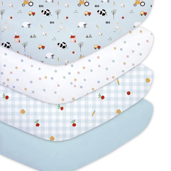 Little Grape Land 4er-Pack Spannbettlaken 70x140 cm – OEKO-TEX zertifiziert für Babys