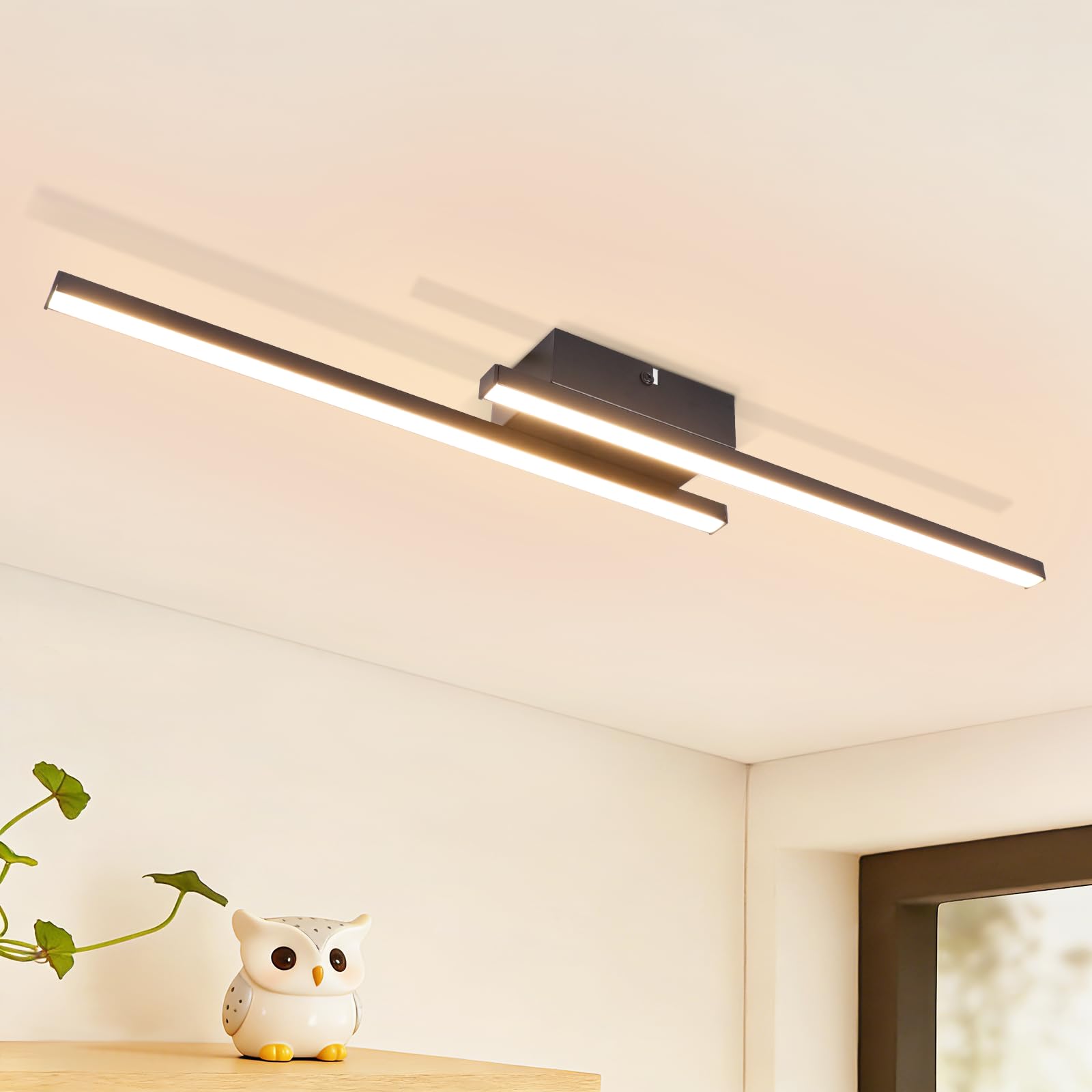 Glitzerlife LED Deckenleuchte 60cm – Moderne Deckenlampe Warmweiss 12W für Küche & Wohnzimmer