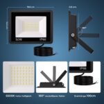 JVURICE LED Strahler 50W 5000LM – IP66 Flutlicht Außen mit 360° Halterung – Bild 7