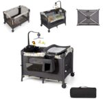COSTWAY 4-in-1 Reisebett klappbar – Beistellbett, Wickeltisch & Laufstall für 0–36 Monate
