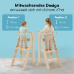 Bellabino Tay Lernturm ab 1 Jahr – Höhenverstellbar, klappbar, Montessori Holzturm – Bild 5
