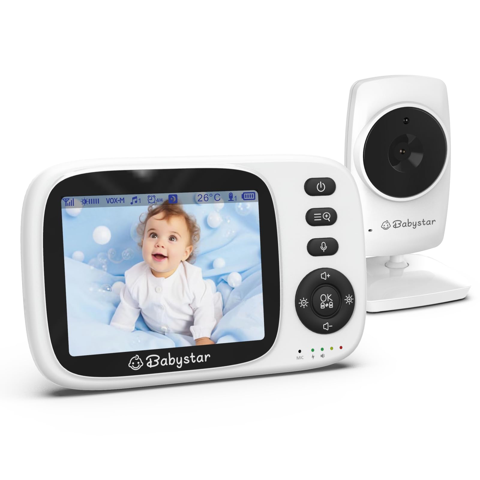 Babystar Babyphone mit Kamera – 3,2-Zoll-Monitor, Nachtsicht & Zwei-Wege-Audio ohne WLAN