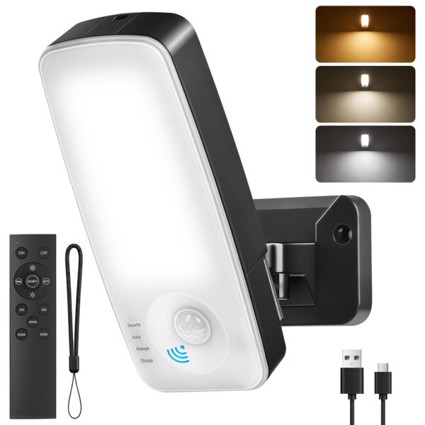 Ledronix 10000mAh LED Wandleuchte mit PIR-Bewegungsmelder – IP65 Aussenlampe mit Fernbedienung