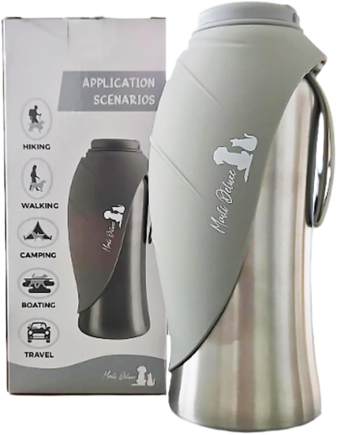 Maili Deluxe Hundetrinkflasche 800ml – Isolierte Edelstahl Wasserflasche für unterwegs