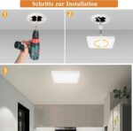 Ouyulong LED-Deckenleuchte 18W Neutralweiss – 1620 Lumen Quadratisch Ø23cm (4er-Set) – Bild 6
