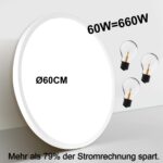 MoonYard LED Deckenleuchte Ø60cm 60W 6500lm – Dimmbar mit Fernbedienung für moderne Wohnräume – Bild 6