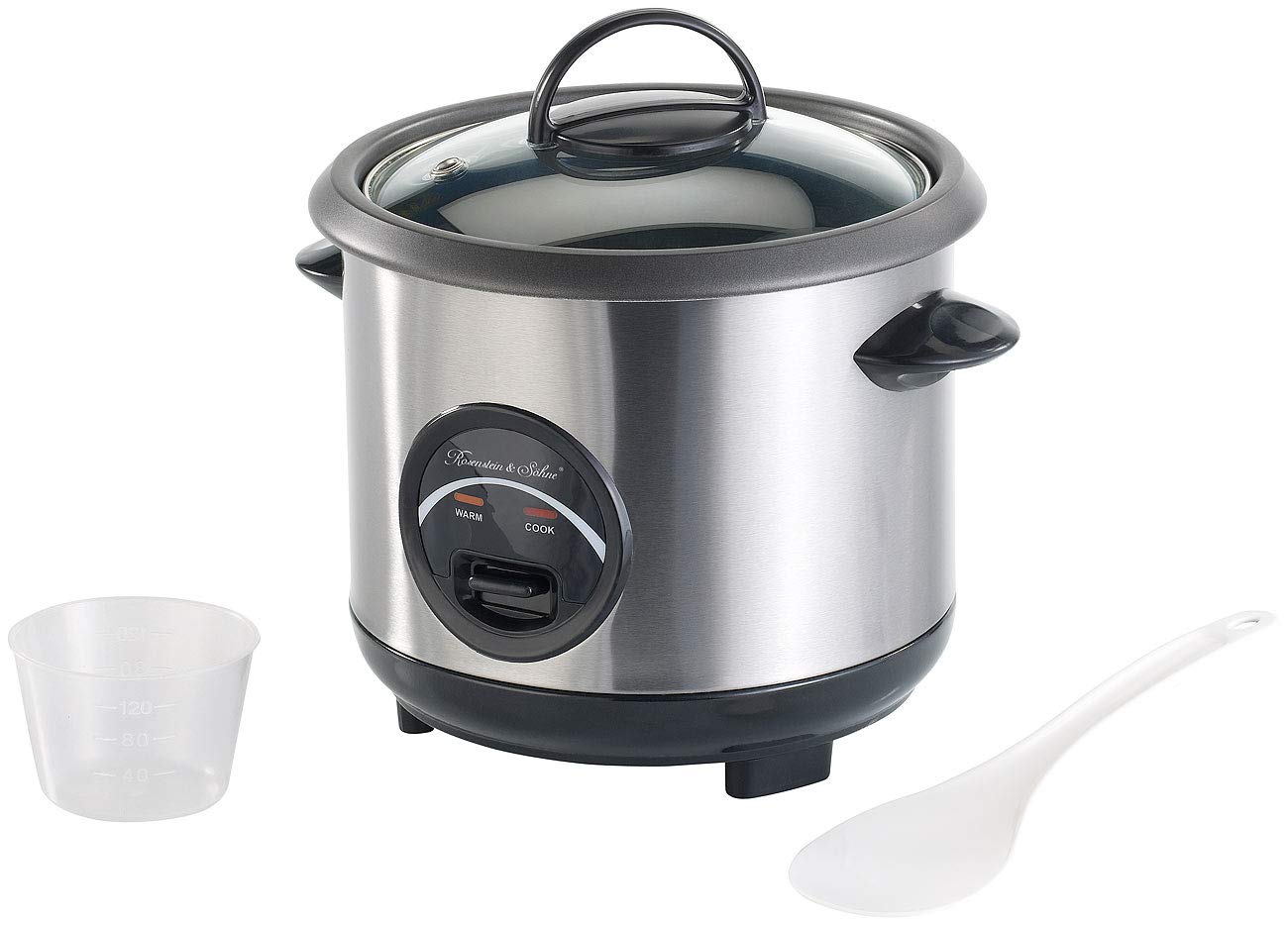 61e53usXGXL._SY934_.jpg Rosenstein & Söhne Reiskocher 0,6 L – Edelstahl Mini Kocher mit Warmhaltefunktion – Bild 1