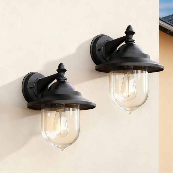 EBION 2er Set Aussenlampe E27 Aluminium IP44 – Vintage Wandleuchte für Haus & Garten