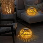 2er Set Solarleuchten Rattan mit IP65 – Handgeflochtene Gartenlaterne für Aussen – Bild 7
