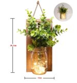 DYBOHF Mason Jar Wandleuchten 2er Set – LED Hängeleuchten mit Kunstpflanzen & Fernbedienung – Bild 2