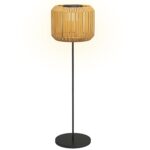 Outsunny Solar-Stehlampe Rattan 130 cm mit Lichtsensor – IP44 Gartenleuchte Gelb