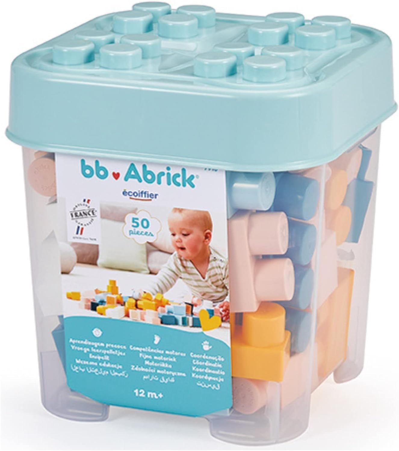 Ecoiffier Bausteine 50-teilig – Motorik-Spielzeug für Babys ab 12 Monaten Made in France