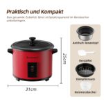 Eamoment 1,8L Reiskocher mit Dampfgarer & Antihaftbeschichtung – 700W für 1–10 Personen – Bild 2