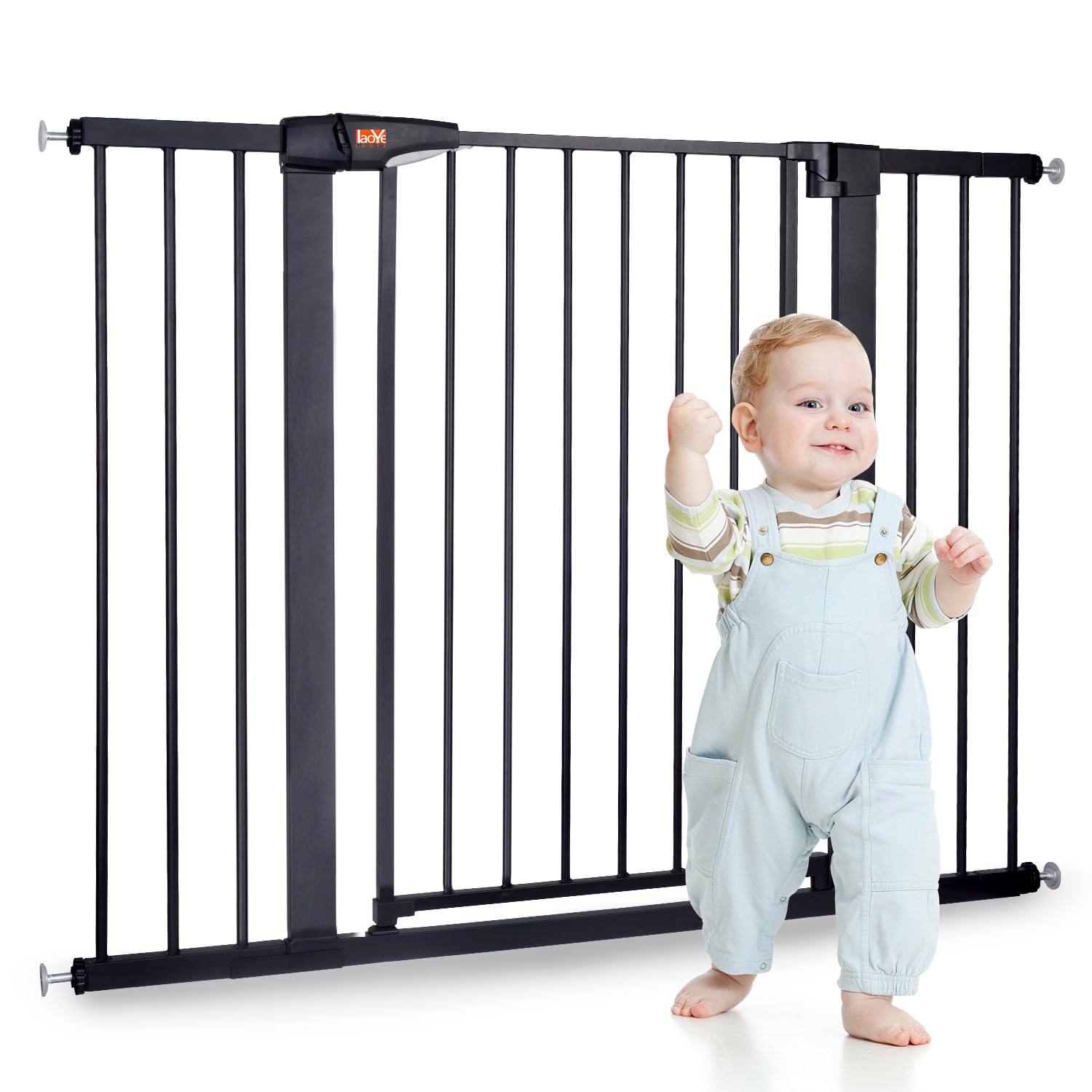 LAOYE Treppenschutzgitter 92 cm Höhe, 75-124 cm Breite – Sicheres Türgitter ohne Bohren