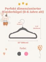 HOUSE DAY Samtkinderbügel 30er Set Grau – Rutschfest & Platzsparend für Kinder – Bild 2