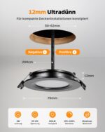 Sanyoung 3er Set LED Einbaustrahler 12V Dimmbar 3000K IP44 – Ultradünn für Wohnmobil & Boot – Bild 4