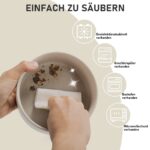 SPUNKYJUNKY Kippbarer Hundenapf Keramik 850ml – Ergonomischer Doppelnapf mit Bambus Ständer – Bild 5