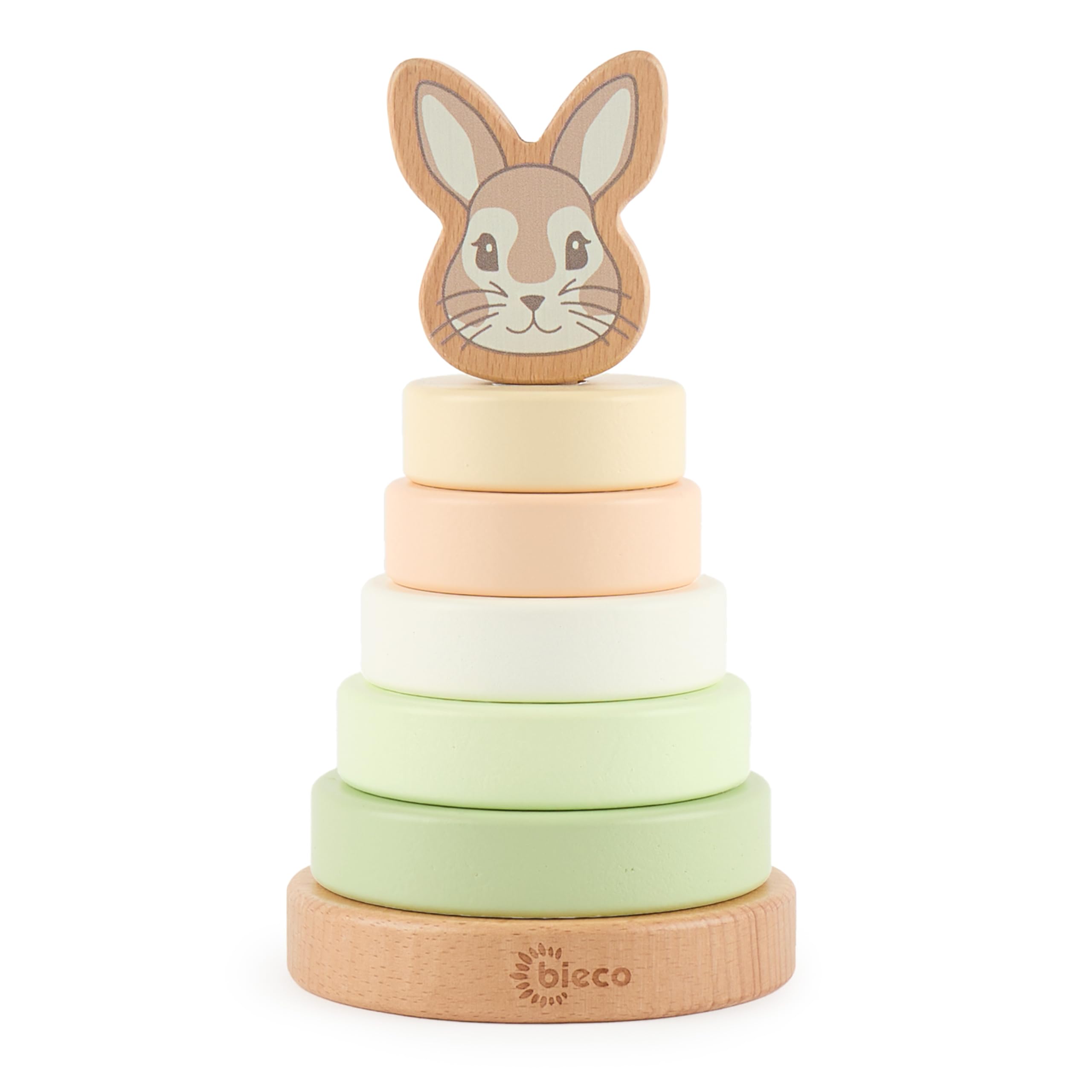 Bieco Hase Fine Stapelturm – FSC® Holz Motorikspielzeug für Babys ab 1 Jahr