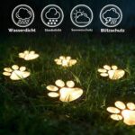 Dhqkqg 6er Set Solar Bodenleuchten mit Pfotenabdruck-Design – Warmweiss Gartenbeleuchtung für Aussen – Bild 3
