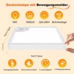 2x AmazeFun LED-Deckenleuchte 18W mit Bewegungsmelder – 1800 Lumen für Flur & Keller – Bild 9