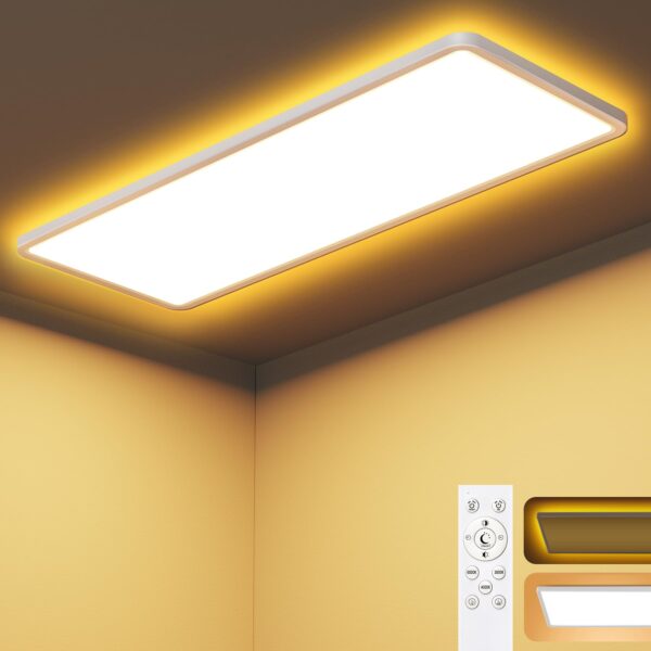 SNADER LED Panel Deckenleuchte 58x20cm, 24W Dimmbar mit Fernbedienung – Intelligente Deckenlampe für jeden Raum