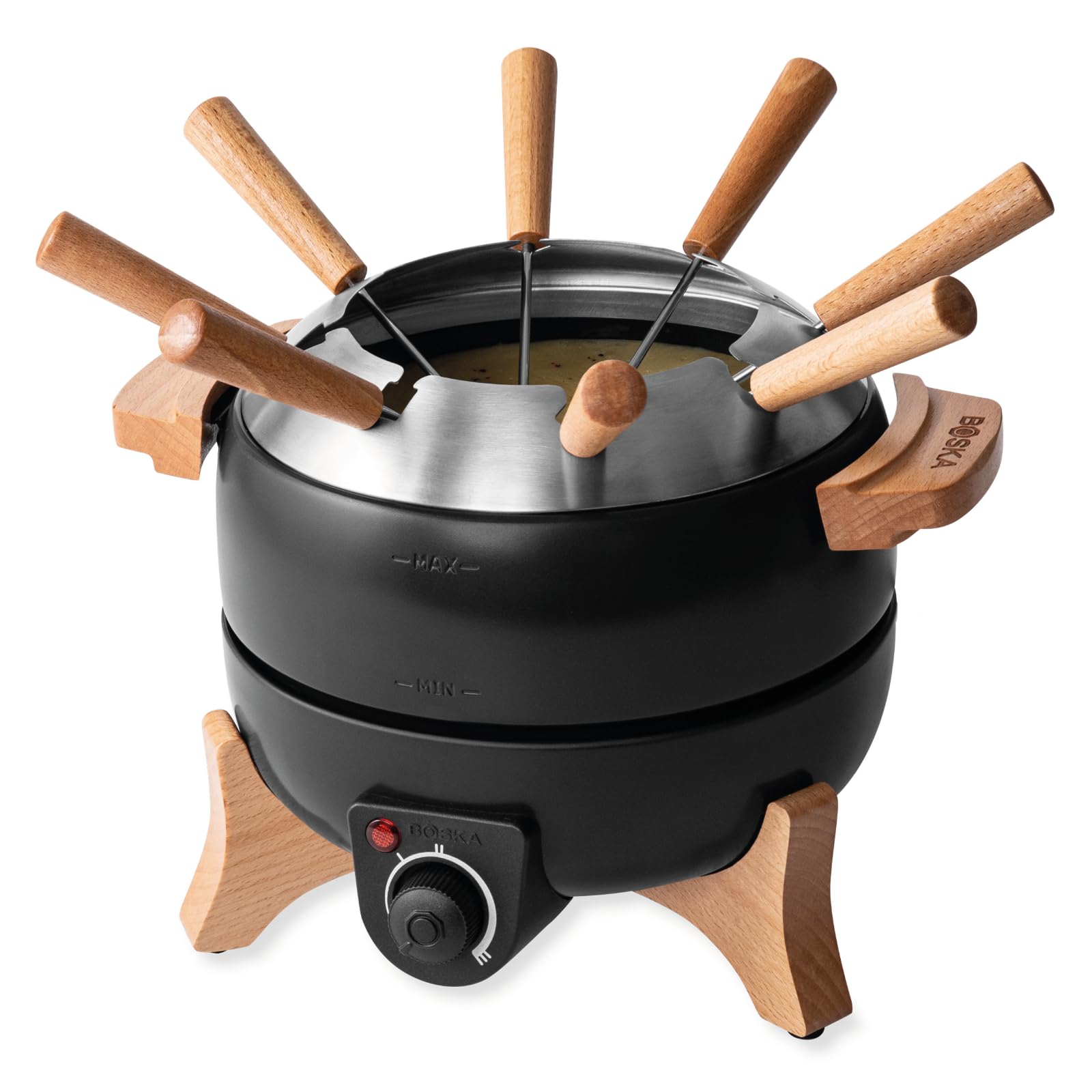 BOSKA Elektrisches Fondue-Set Party 2,3L – Temperaturregler für Käse-, Schokoladen- & Fleischfondue