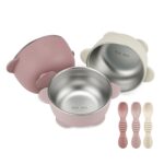 PandaEar 3er-Set Edelstahl Babysschalen mit Saugnapf & Babylöffel – Auslaufsicher & BPA-frei