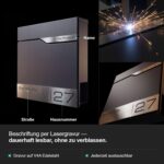 Metzler® Briefkasten Anthrazit mit Zeitungsfach – Personalisiert mit Lasergravur – Bild 10