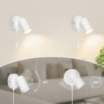TaFiCo 2er Wandlampe GU10 mit Schalter & Stecker – 350° drehbar für Wohnzimmer & Schlafzimmer – Bild 3