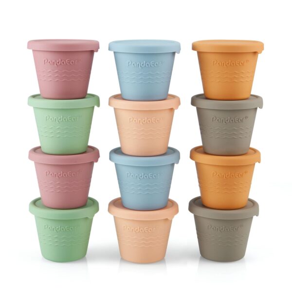 PandaEar 12er-Set Silikon Babybrei Behälter 4 oz – BPA-frei & auslaufsicher für Beikost