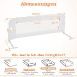 COSTWAY Bettgitter 120 cm klappbar – Rausfallschutz mit verstellbaren Gurten für Kinderbetten – Bild 3