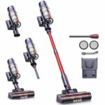 INTETURE Akku Staubsauger 600W/50kPa – 65 Min. Laufzeit, Selbststehend für Tierhaare