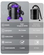 VANPORE Aschesauger 20L mit 1200W – Kraftvoller Kaminstaubsauger für Kamin & Grill – Bild 2